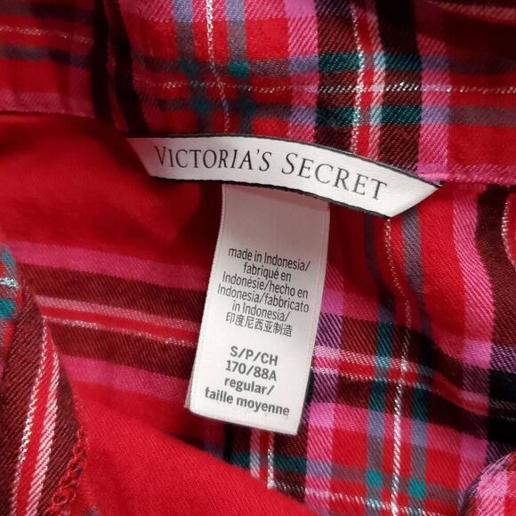 Victoria Secret VS Small red Pajama Button Front Shirt - Picture 6 of 9